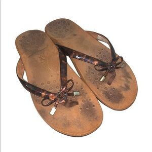 Vionic Bella Tortoise Brown Flip Flop Sandals Size 9